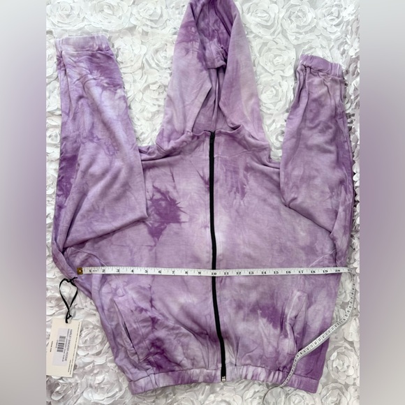 YANA K NWT Harley Tie Dye Hoodie Sweater Sz Small Purple & White Boho Zip Up - Picture 9 of 10